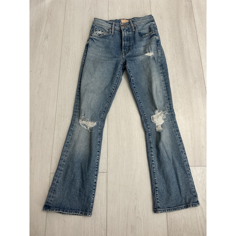 Mother The Insider Ankle Denim Pants Sz‎ 24 Bloom and Doom Color Distressed